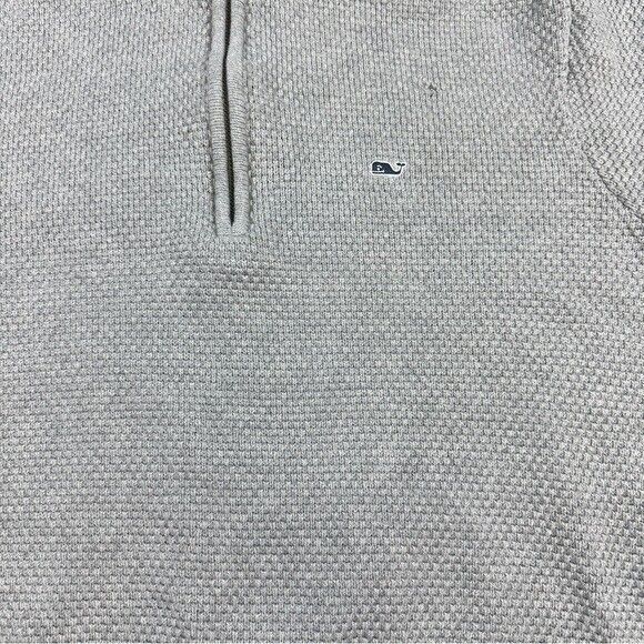 Vineyard Vines Sweater Men's Sz.L Gray Knitted Hamilton 1/2 Half-Zip 100%Cotton - Picture 2 of 9